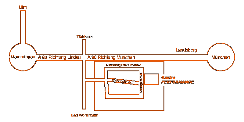 Lageplan zur Anfahrt – Gewerbegebiet Unterfeld, Gastro Performance